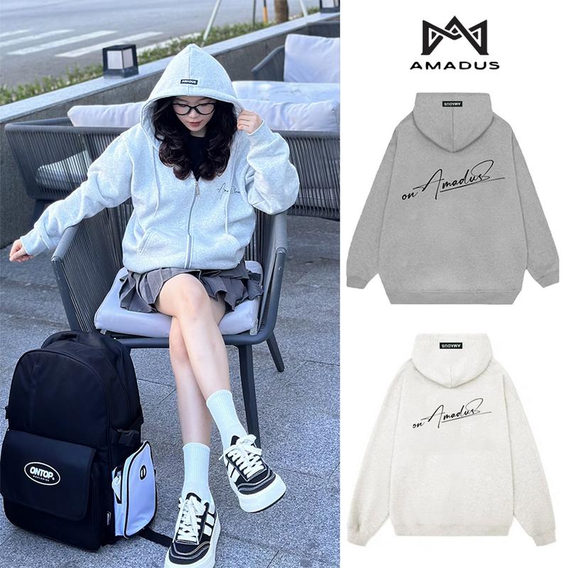  Áo HOODIE ZIP In Amadus Nỉ Bông - Nỉ 2 Da Unisex Nam Nữ Kéo Khóa AD11 khoác 