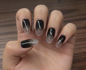 Dark Academy Style Gradient Black Foil Art Wearable Nail — Nightclub Party Cool & Edgy Style | Purely Handmade — Y2K Aesthetic
