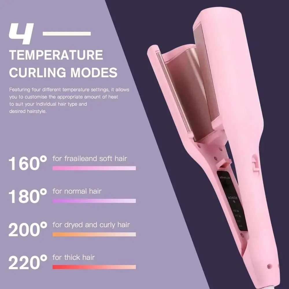1 Rizador de Cabello de 2 barriles, Rizador de pelo de cerámica ajustable en temperatura, Plancha Rizadora Y Onduladora, Calentamiento Rápido