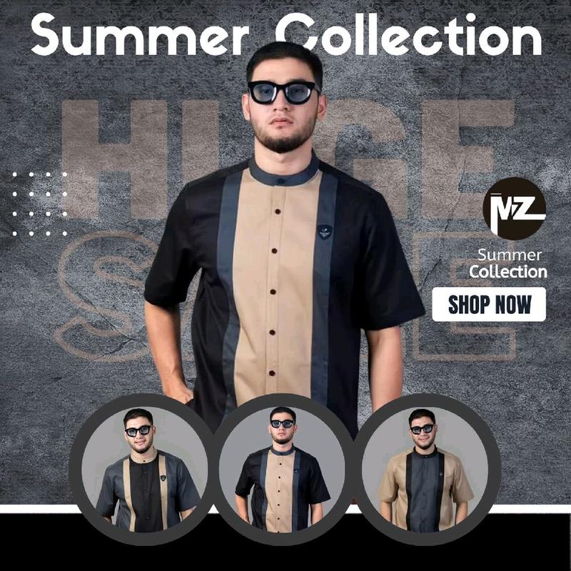 Baju koko kurta couple nuaiman ayah anak lengan pendek  terlaris Best seller sarimbit kombinas tiga warna hitam abu coksu noaiman 3