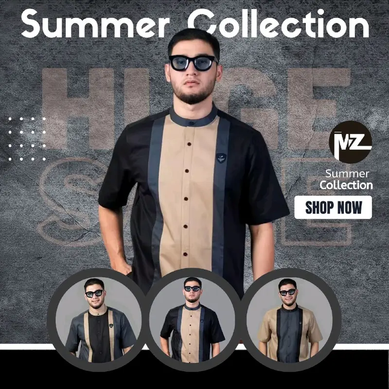 Baju koko kurta couple nuaiman ayah anak lengan pendek  terlaris Best seller sarimbit kombinas tiga warna hitam abu coksu noaiman 3