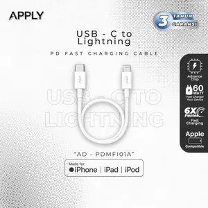 [GARANSI 3 TAHUN] Apply - MFI Cable Only Lightning 60W For iPhone 8 XR 11 12 13 14 MFI Certified