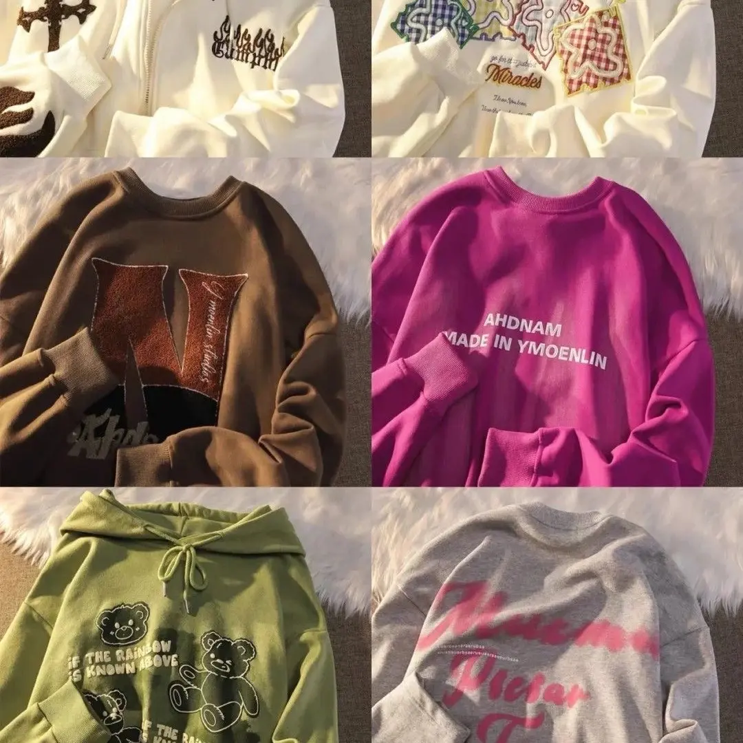 Baju Link CO Nota Live Crewneck (GEMOY) - Bahan Cotton Fleece Standar casual Pas Nyaman Wanita Panjang Basic Hoodie sweater love