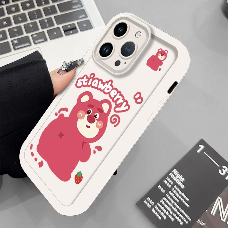 Casing hp softcase  cover cocok untuk semua tipe iphone oppo vivo samsung infinix realme redmi case stiawberry bear JTK0079 3