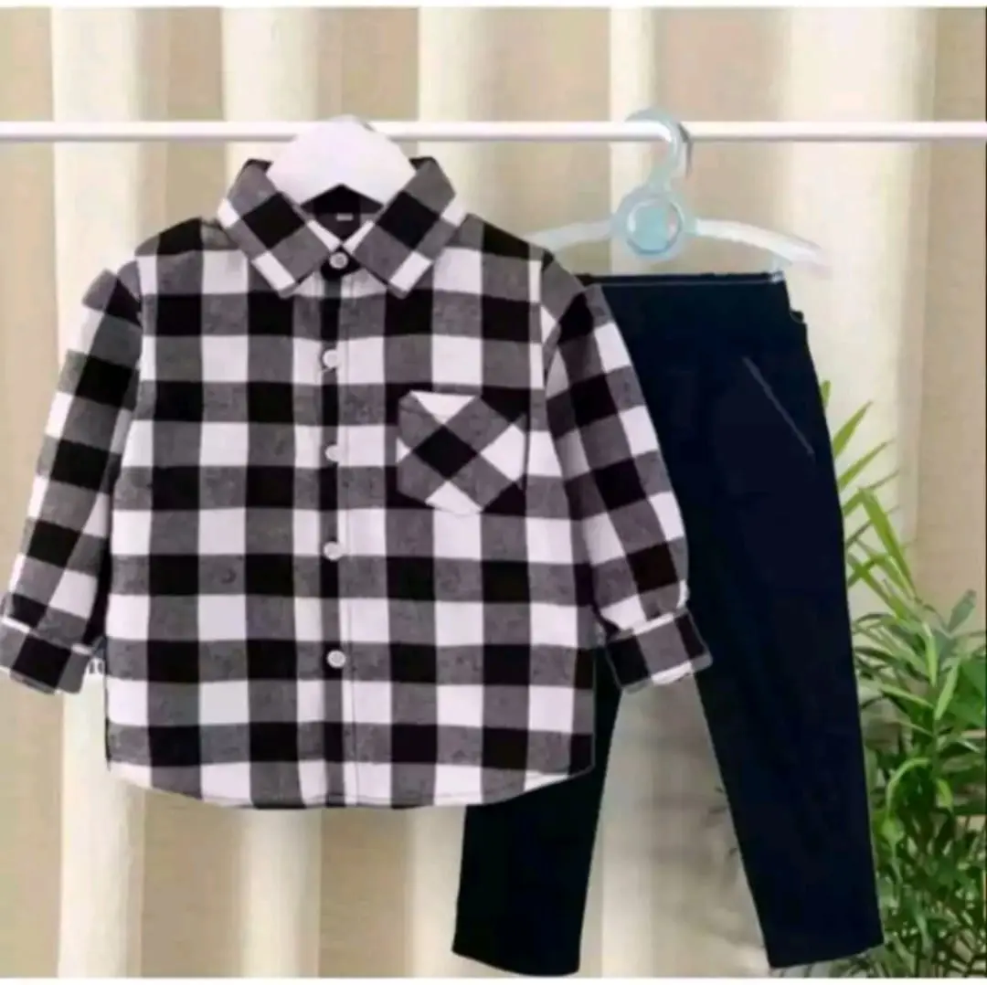 setelan kemeja anak dan celana chinos setelan kemeja flanel anak