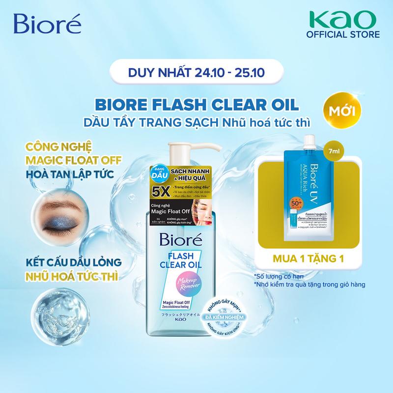 Biore Flash Clear Oil Dầu Tẩy Trang Sạch Sâu Nhũ Hóa Tức Thì 150ml