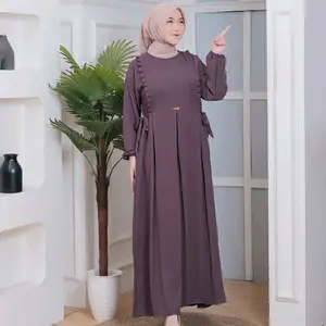 (Promo Launching) AZURA Gamis Dress Wanita Muslim Polos Bahan Crinkle
