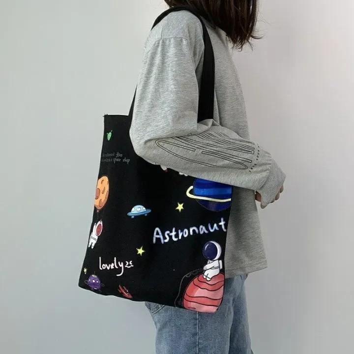 Product Introduction of Totebag kanvas Wanita Motif Lucu kekinian termurah pakai Resleting Canvas Perempuan 7