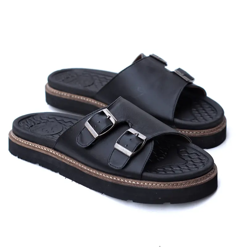 CEVANY - Sandal Kasual Slide Slop Pria Kulit Asli 0