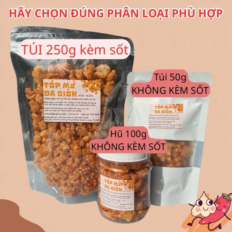 Tóp mỡ d.a giòn rụm rim mắm tỏi ChuChan Snack Ăn Vặt Cay Food Thức Ăn banh trang
