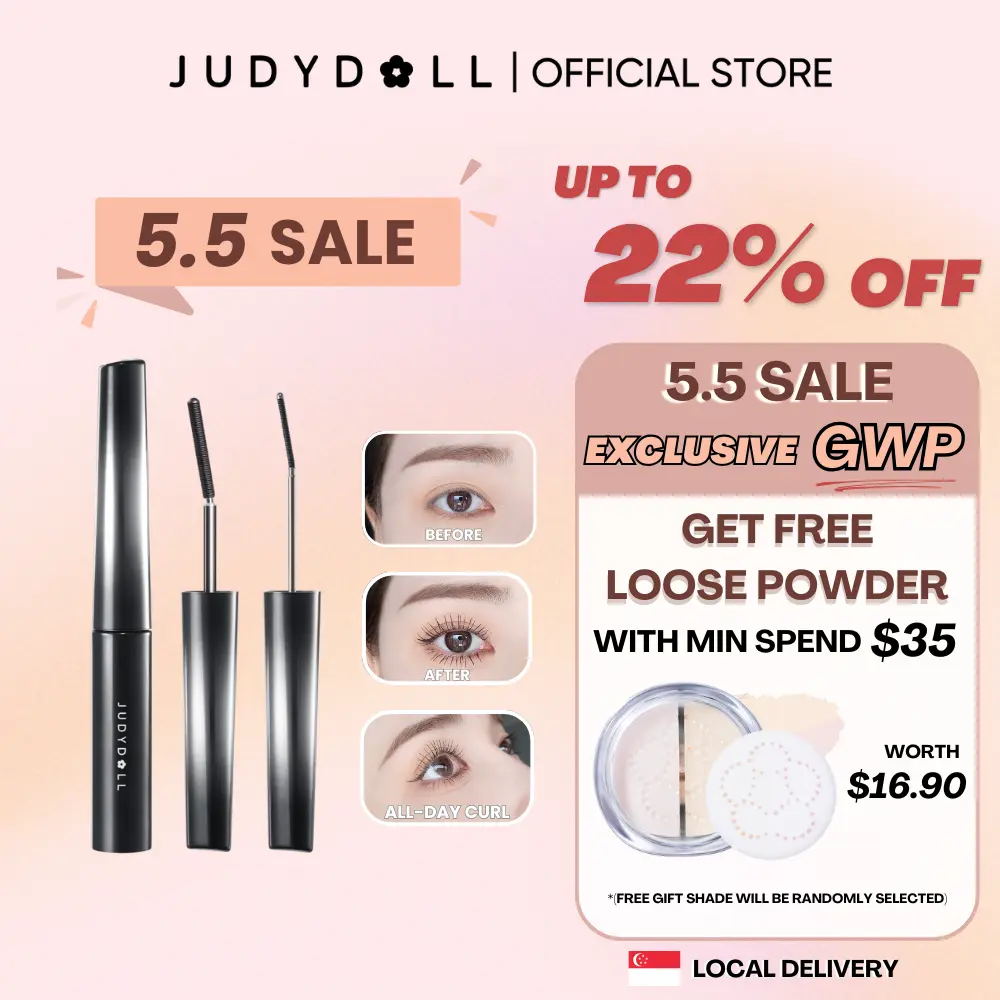【5.5 SALE】(Local Delivery) JUDYDOLL CURLING IRON MASCARA 3G - Waterproof Makeup for Long-lasting Eyelash Curls Mascara Cosmetic judy  doll PrecisionCurling Waterproof tubing  mascara