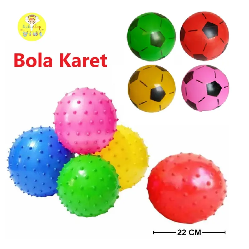 Mainan Anak Bola Karet Warna Warni Diameter 22cm 0