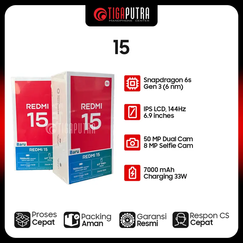Xiaomi Redmi 15 (Ram 8GB, Rom 128/256GB, 7000mAh, 18W Reverse Wired)