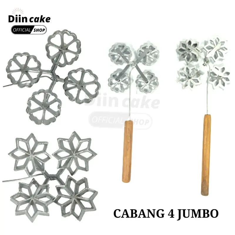 Cetakan Kue Kembang Goyang Bunga/Bintang Cabang Gandeng isi 4 Jumbo Kitchenware Loyang