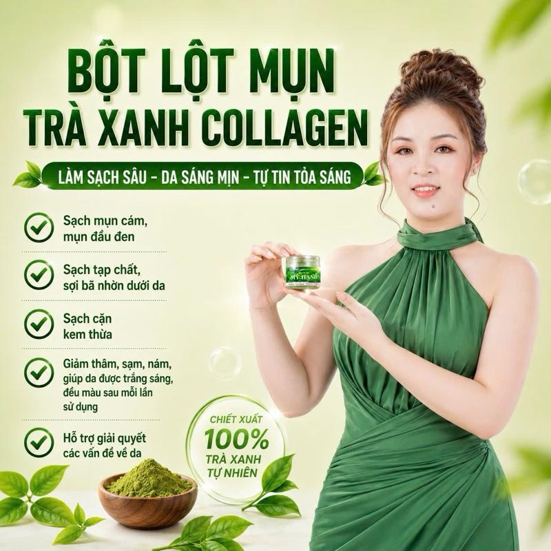 Sạch Mụn _ Sạch Thâm _ Sạch Nám _ Se Khít Lcl Với Mặt Nạ Bột Lột Mụn Trà Xanh Collagen