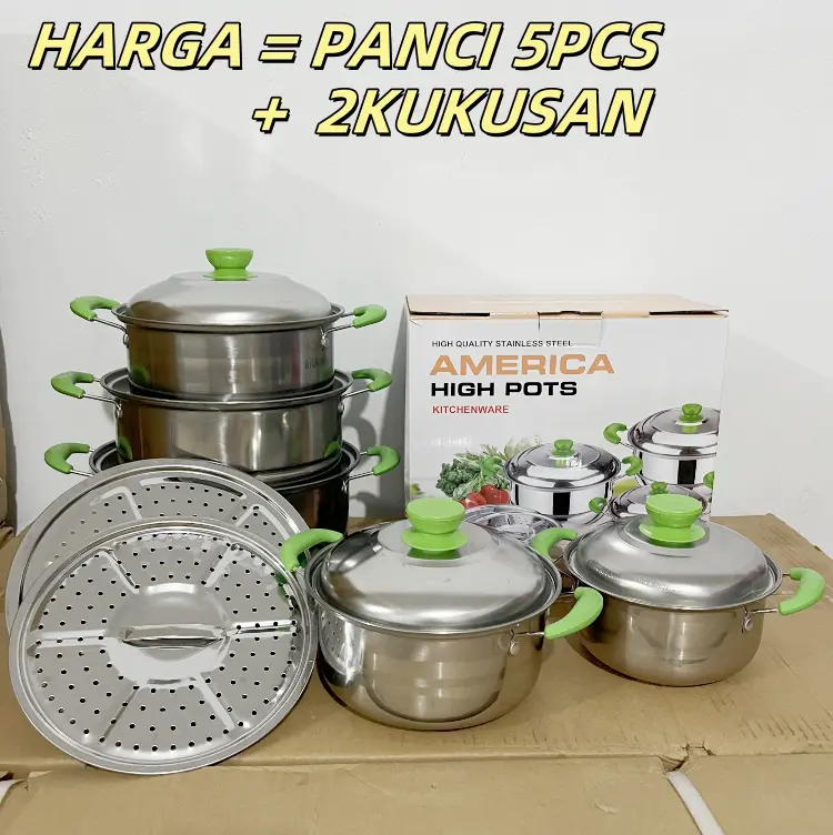 CUCI GUDANGGG !!! Panci 1 set isi 5 merk DNN SUP POT Stainless steel PANCI kukusan