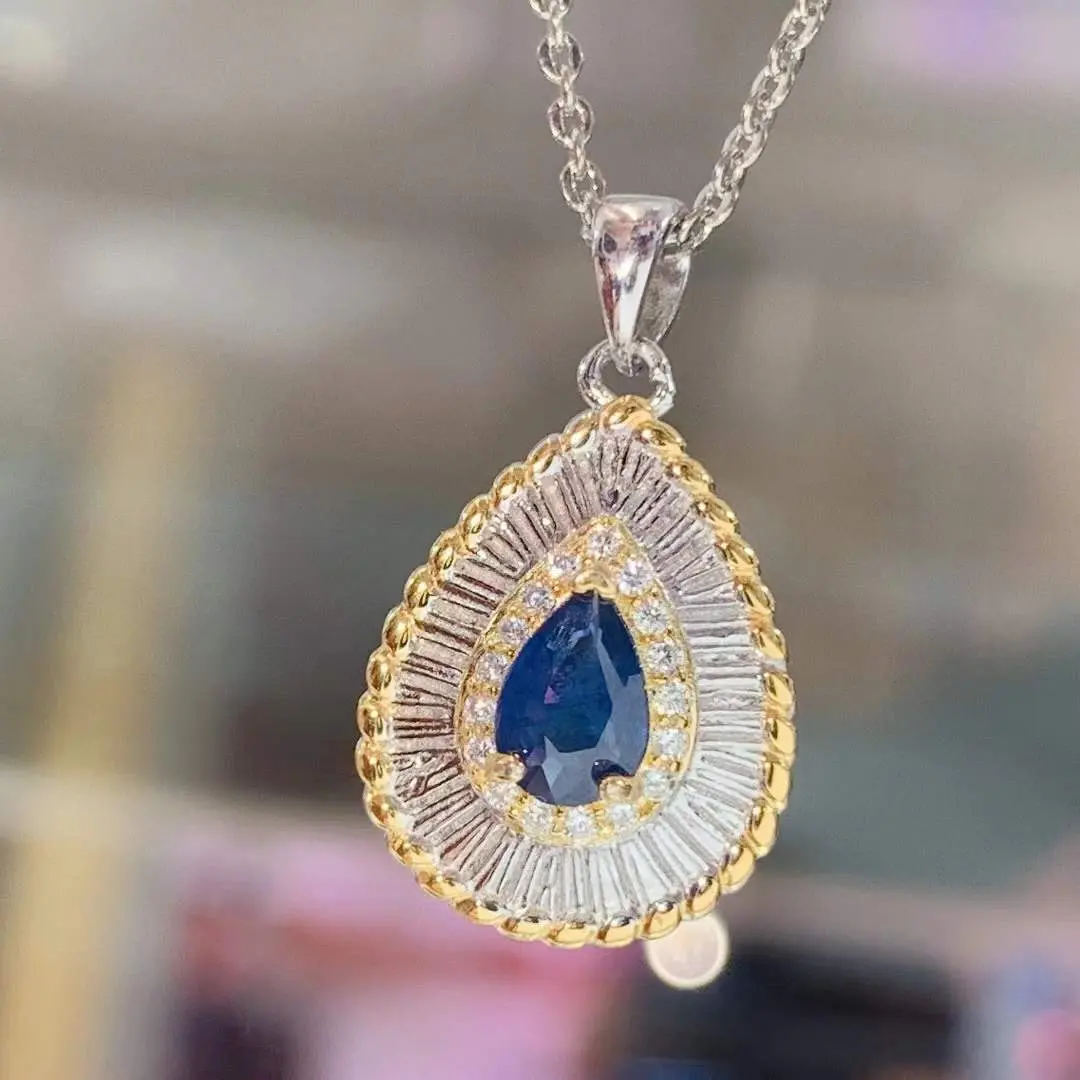 New Sapphire Pendant Classic Waterdrop Style Natural Sapphire Pendant
