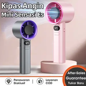【COD] Kipas Angin Mini Portable 120 speed Tampilan Digital LCD, Turbo, Pendinginan Cepat, Isi Ulang USB
