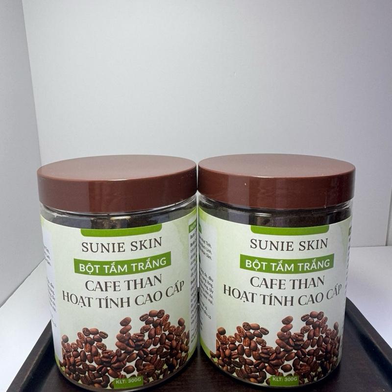  COMBO 2  BỘT TẮM CAFE THAN HOẠT TÍNH SUNIE SKIN   kèm b1+bát dừa +thìa bột đậu đỏ mix cám gạo sữa non   100ml  ủ sữa non kích trắng 