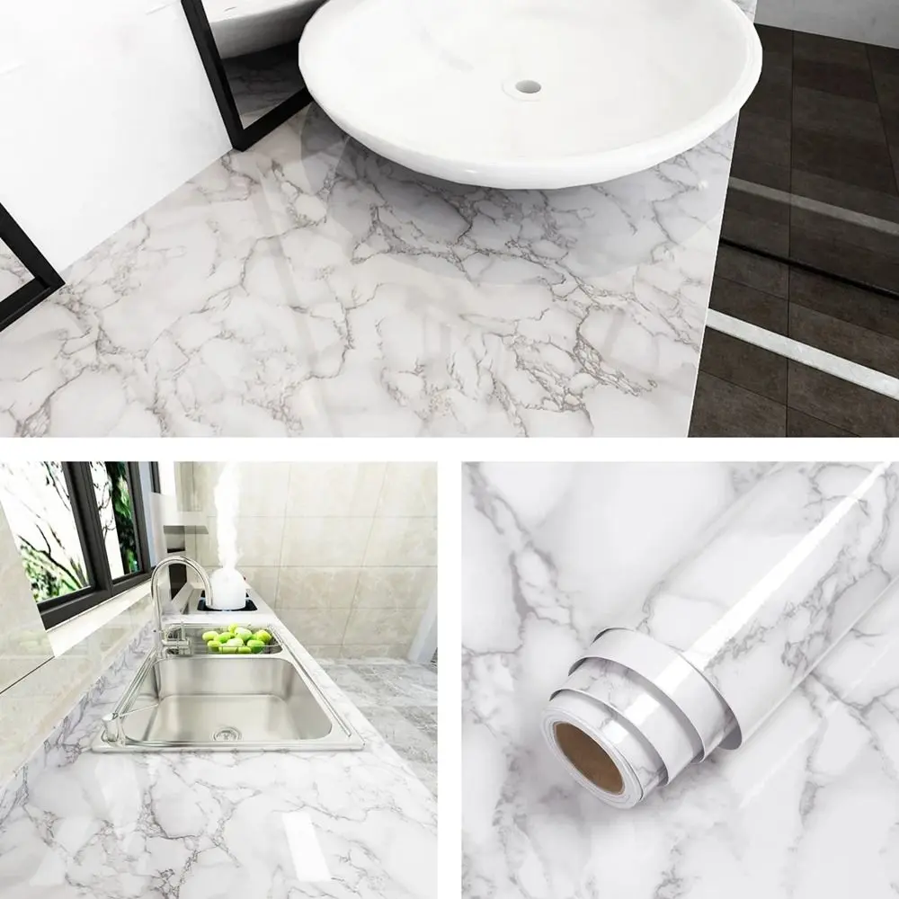 Self Adhesive Multicolor Durable Room Decoration Waterproof For Furniture PVC Marble Bathroom Kitchen Wall Stickers Decorative Films Wallpaper Decal