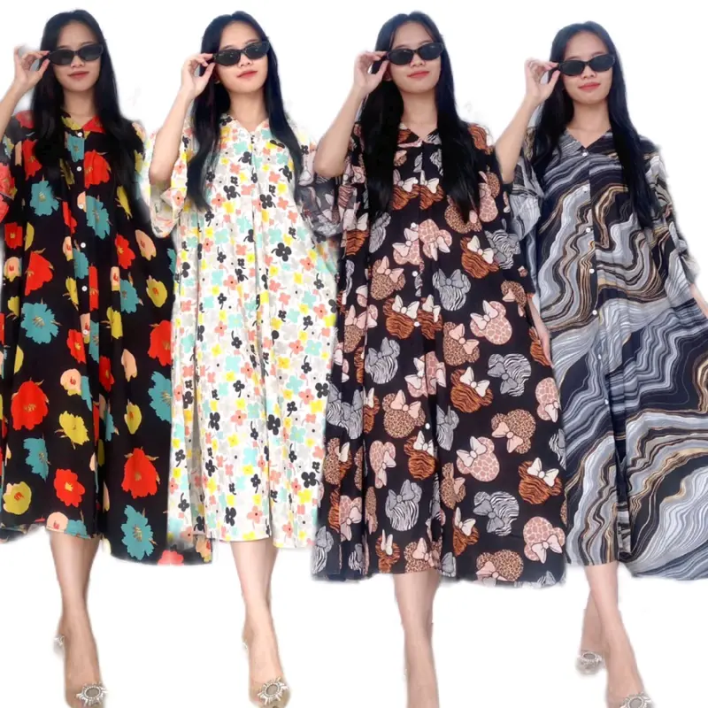DASTER SANTAI SANDRINA/SANTAI/MUSIM PANAS Wanita Dress Motif 0