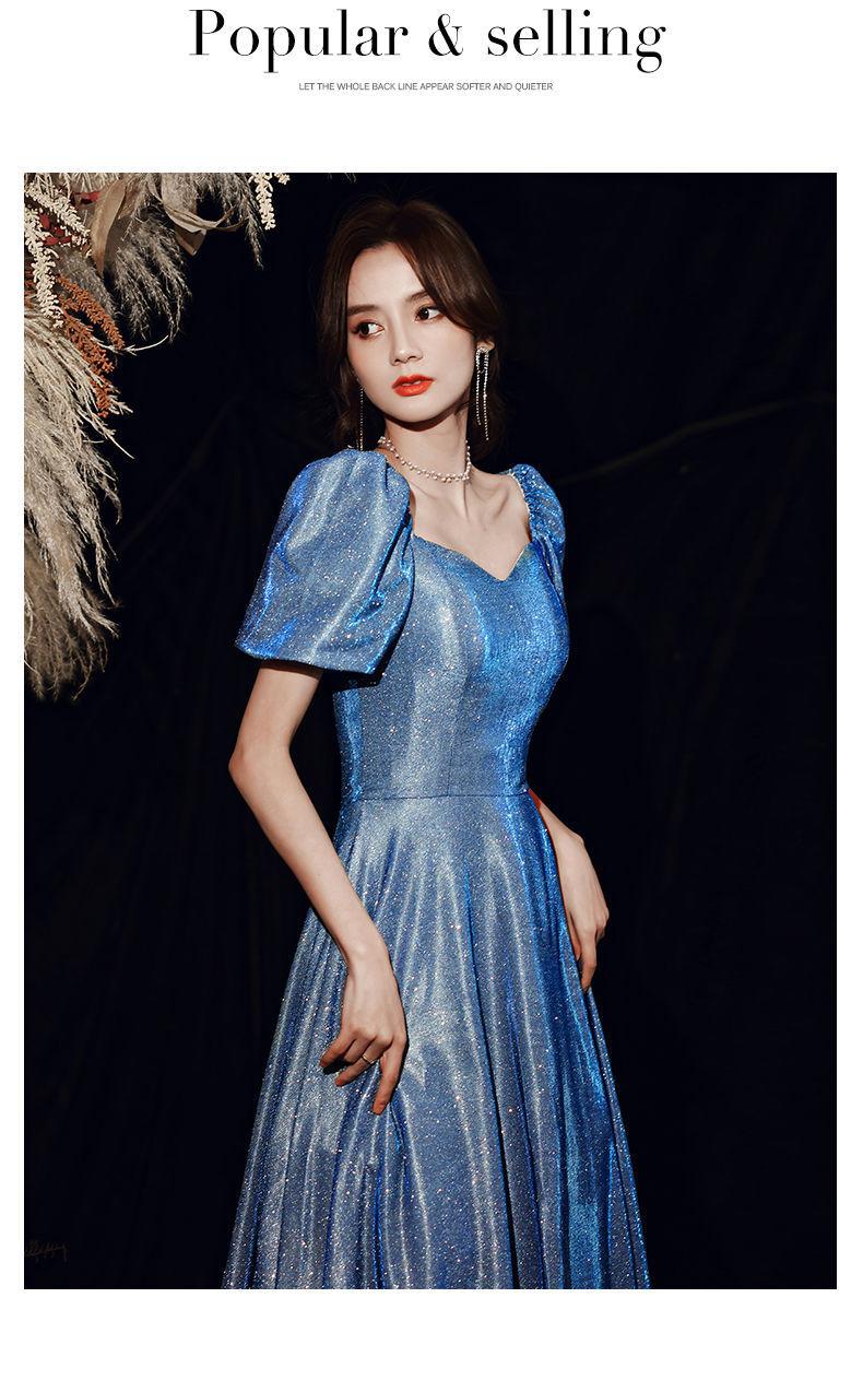 Star Evening Dress New Blue Long Sequin Bridesmaid Group Temperament Annual Meeting sisters Dress Host Party Dress 280#