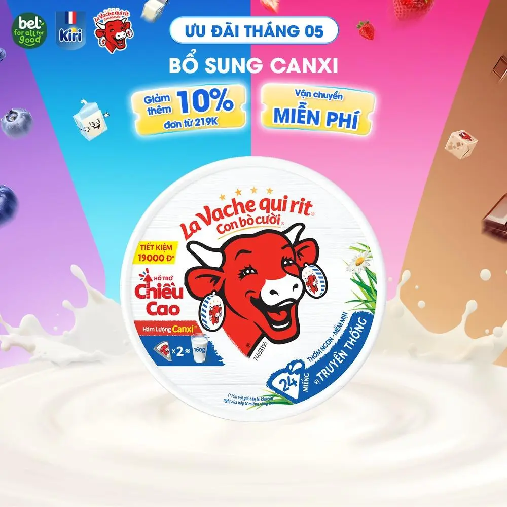 PHÔ MAI CON BÒ CƯỜI 24 MIẾNG (336G)- VỊ TRUYỀN THỐNG