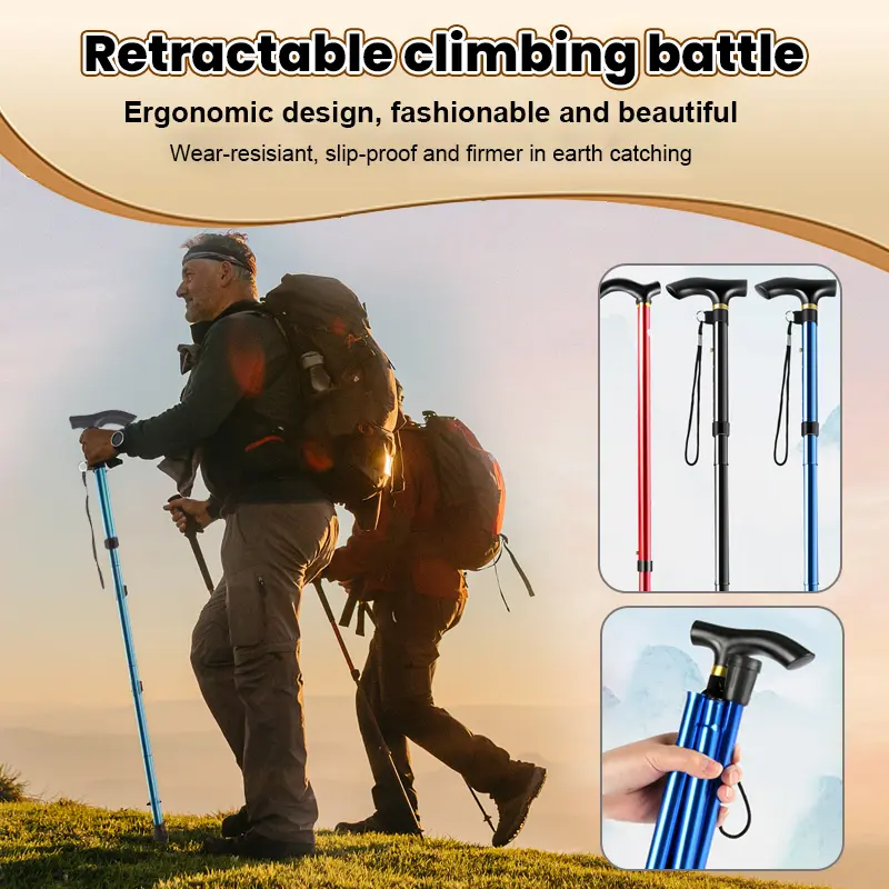 Telescopic Trekking Pole-Anti-Shock Aluminum Alloy Walking Stick-Hiking,Camping Stick Foldable Trekking Poles Walking Sticks Anti Shock Telescopic Stick Hiking Stick