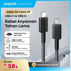 Anker 322 Kabel Charger USB C to USB C 3ft Braided - A81f5
