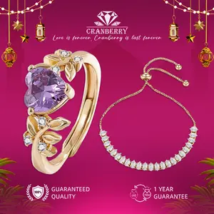 OS1-D69 Cincin & Gelang Wanita Cranberry Jewelry Premium Lapis Emas 18k Anti Luntur Anti Berubah Warna Garansi 1 Tahun Resmi Size Adjustable Kualitas Grade Terbaru Aksesoris Perhiasan Cincin Nikah Permata VVS1 Elegan COD