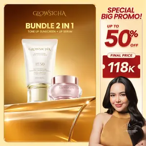 [New Launch] Glowsicha Bundle 2in1 Lip Serum + Tone Up Sunscreen - Paket Lengkap Serum Pelembab Bibir Serum Bibir Pink Berkilau alami Tahan Lama Melembabkan Pencerah Bibir Pink Merona Lembut
