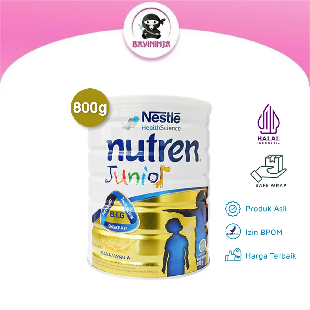 NUTREN Junior 1 to 10 Tahun Vanila Tin 800g 800 g  Bubuk  Kaleng susu tinggi