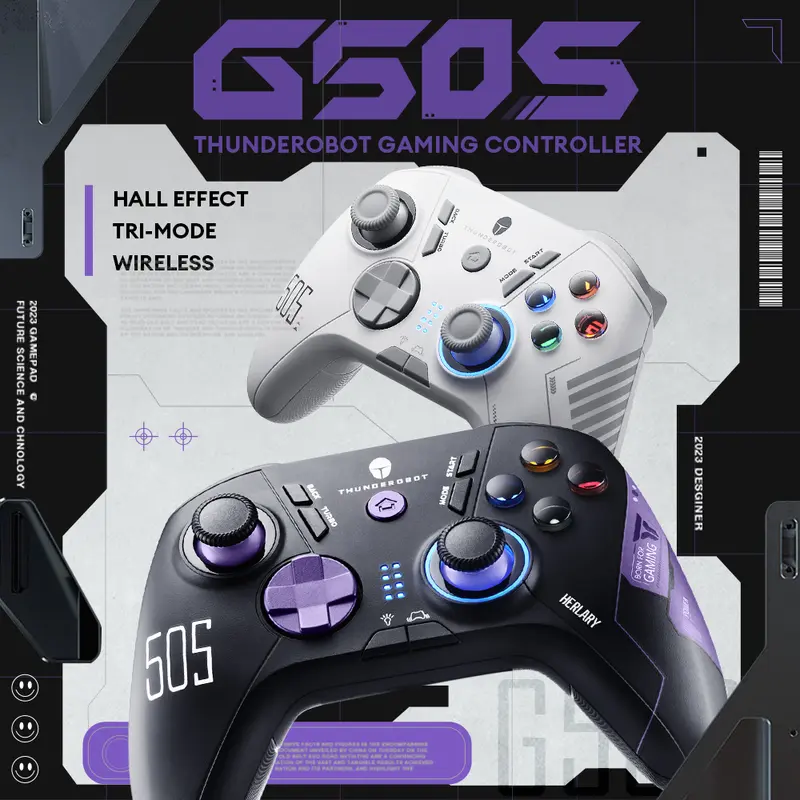 THUNDEROBOT G50S Wireless Gamepad Controller Hall Effect Joysticks & Triggers Tri-Mode Bluetooth 2.4G Kabel untuk Switch PC Tablet Smart TV 0
