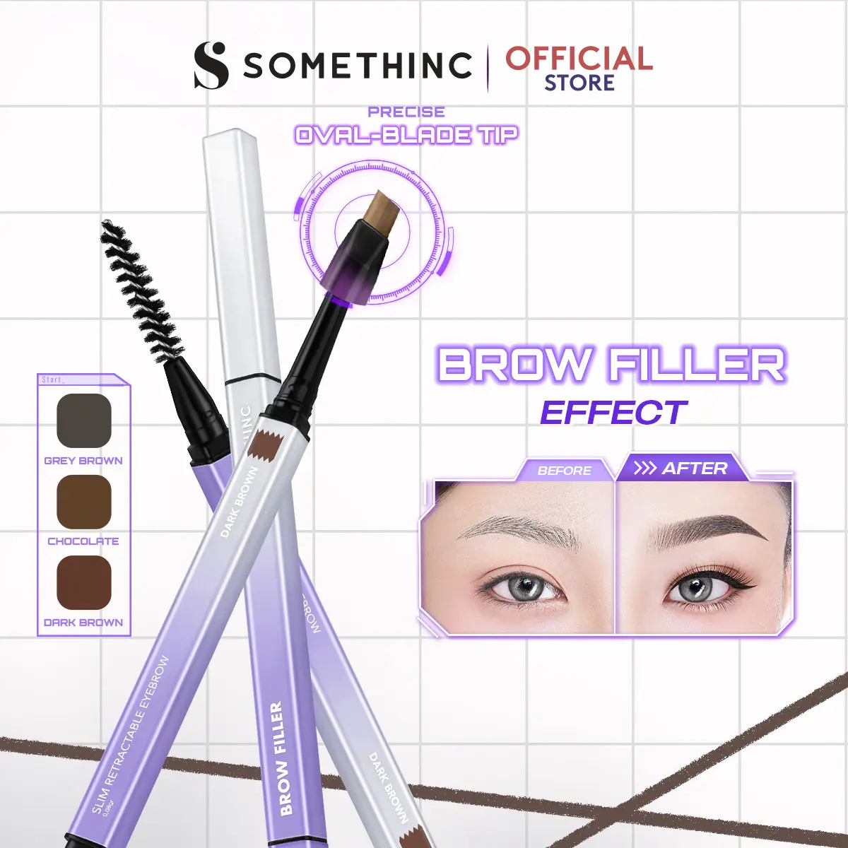 SOMETHINC Brow Filler Slim Retractable Eyebrow - Pensil Alis Mekanik Tip Segitiga