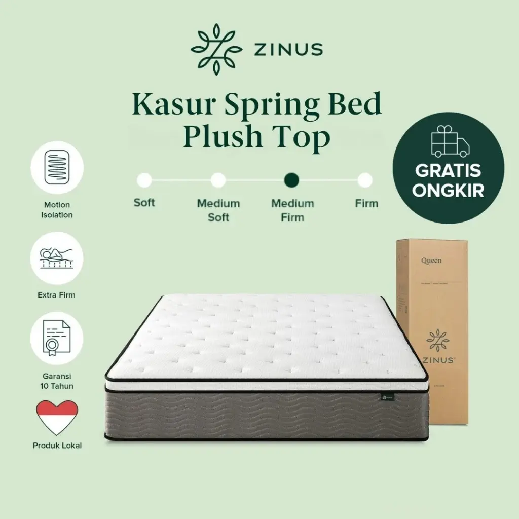 Kasur Spring Bed Zinus Plush Top / Euro Top / Motion Isolation / Mattress In a Box Busa Furniture