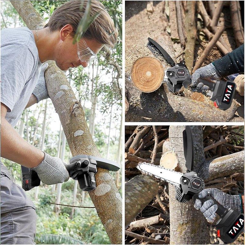 TATA gergaji listrik mini gergaji listrik tanpa kabel 8 Inch Gergaji listrik kecil rumah tangga/6 Inch 2 Baterai gergaji listrik genggam mini portabel Gergaji Listrik 48 Volt Chain Saw 4 Inch Chain Saw Cordless Gergaji Pemotong Kayu gergaji mesin min 4