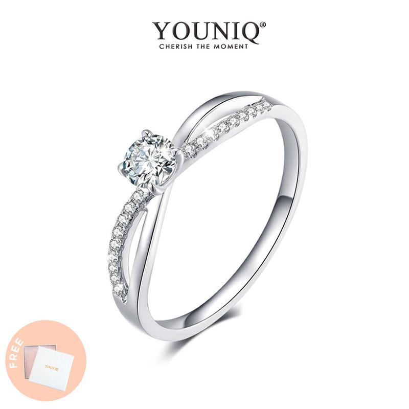 YOUNIQ Basic Korean Adjustable Silver Infinity CZ Diamond ROM Engagement Wedding Cincin Ring 1