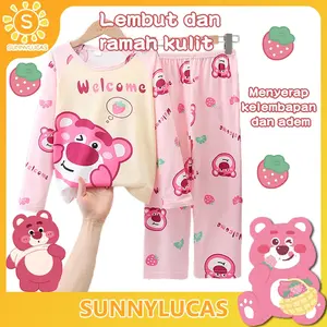 Sunny.Lucas Setelan Baju Tidur Lengan Panjang Untuk Anak  Perempuan Laki Laki Piyama Anak Print Kartun/piama anak set/baju tidur anak perempuan