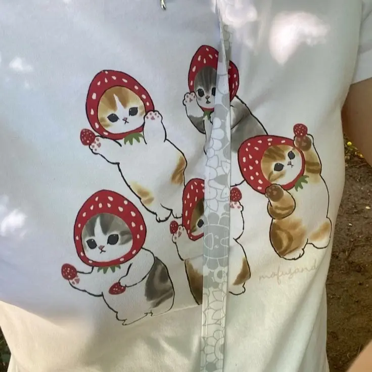 mofusand strawberry baby tee coquette cat cute soft aesthetic 1