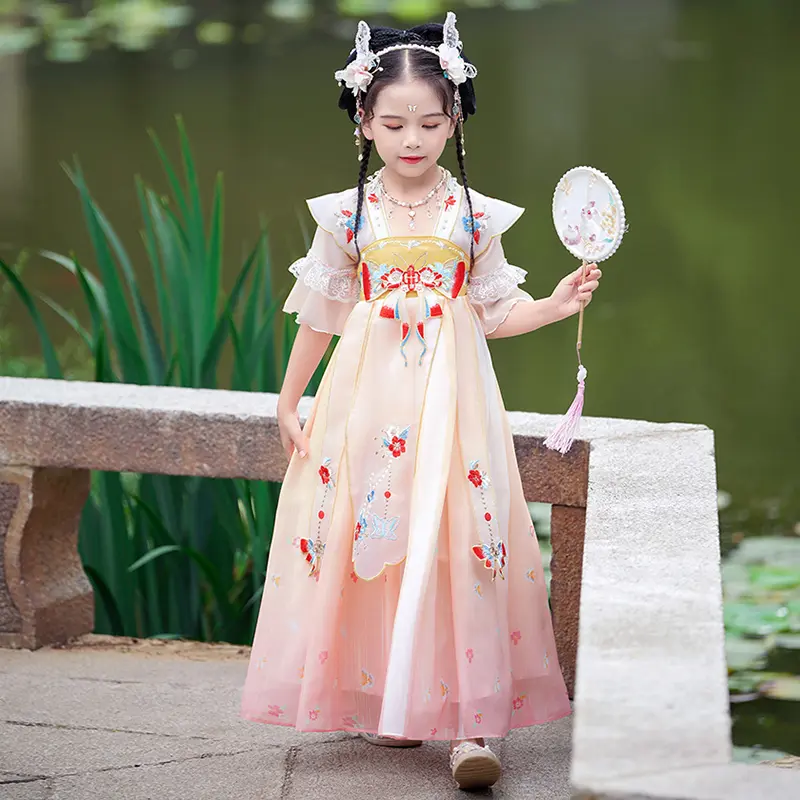 TQ-D0022 [PippiKids]Cô Gái Hanfu Cổ Tích Phong Cách Mỏng, Phong Cách Cổ Trang, Dài Ngực, Thích Hợp Cho Bé Gái, Trẻ Em Trung Niên, Phong Cách Trung Quốc, Có Sẵn Cho Mùa Xuân, Mùa Hè Và Mùa Thu 8