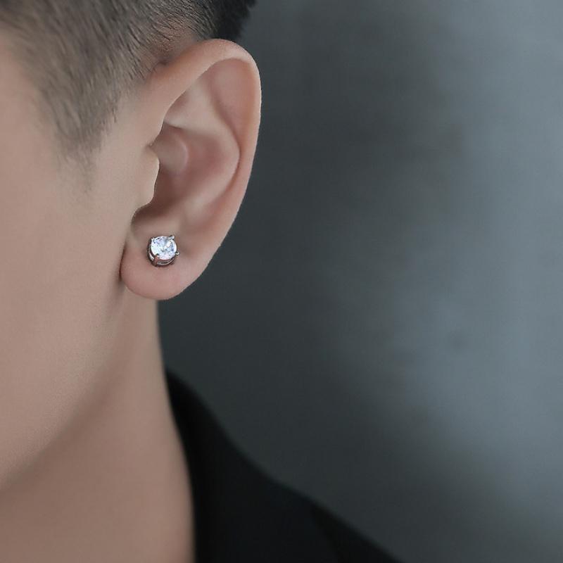 Product Introduction of Diamond earrings for men without pierced ears, super shiny single men's earrings, handsome magnetic zircon pierced earrings for boys 2