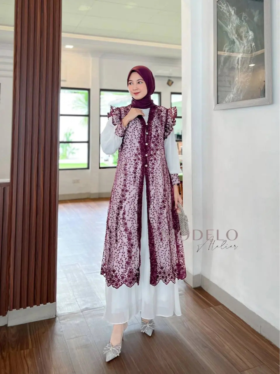 Sekar Maxy Set Outer Brocade / Gamis Ceruty 2in1 Set Inner Outer Brukat Mewah Lebaran Kondangan Dress Muslim Tile