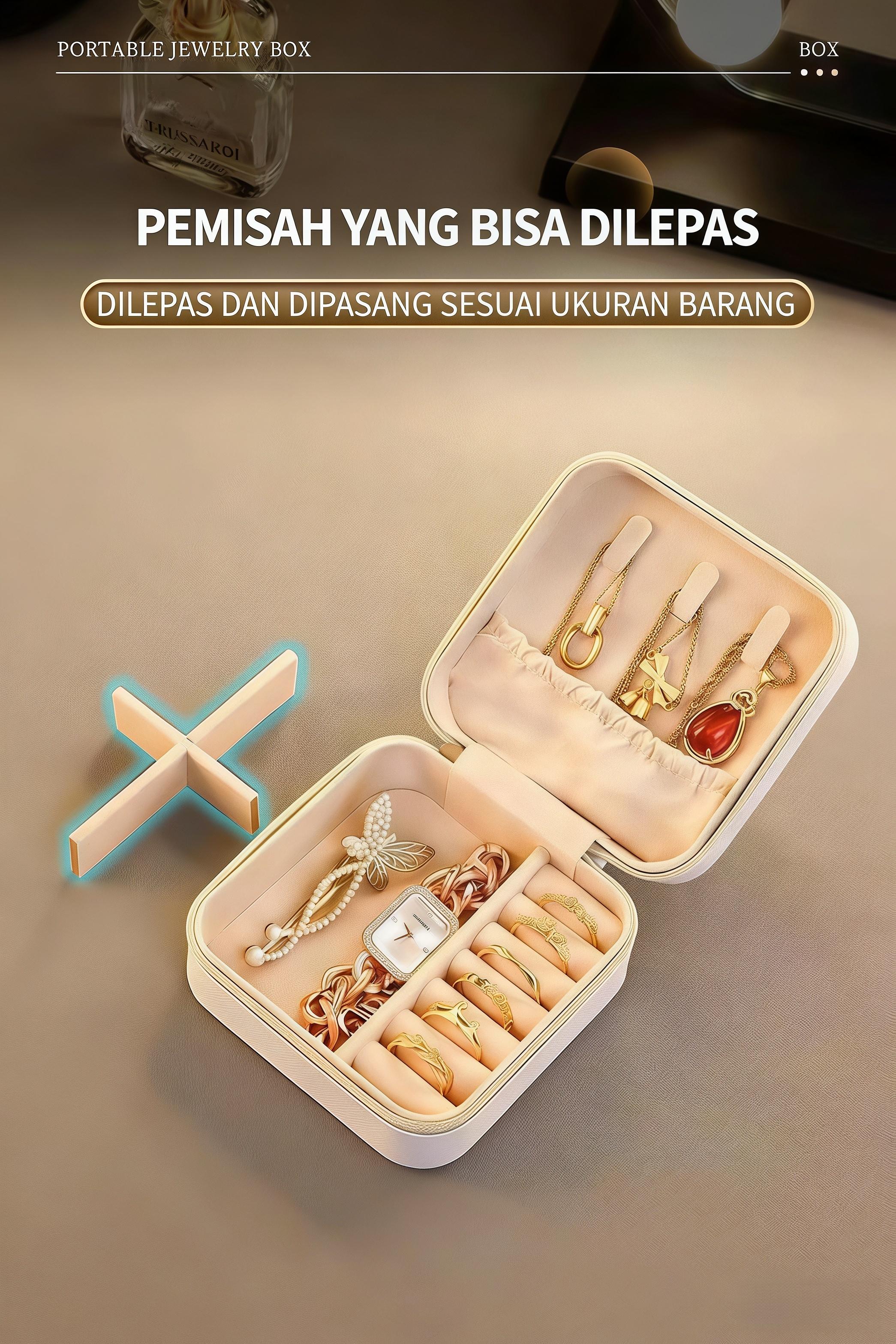 【Sam's Market】 Kotak Penyimpanan Perhiasan Portable dengan Desain Minimalis untuk Anting Cincin Box Kalung Gelang Fungsi Optimal dan Praktis