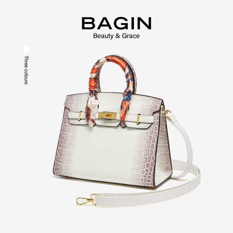  【Shop Túi Xách Nữ Vân Da Cá Sấu Bạch Tạng Tặng Kèm Khăn Lụa  gy-921  