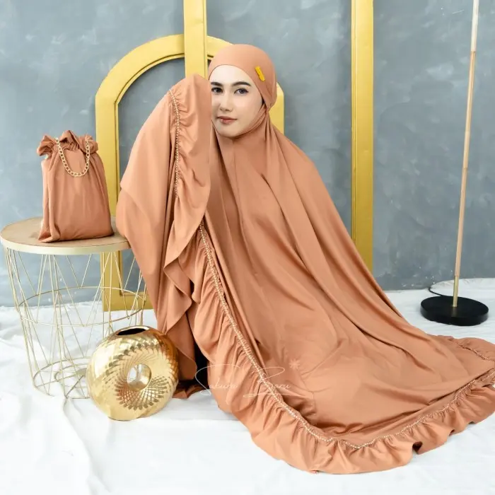 [Bonus Goodiebag] As Sajdah - Mukena Atifah Jumbo Jersey Rempel Dewasa Swarowsky Menutup Dagu 1