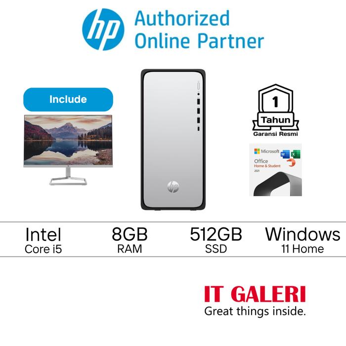 Gambar [Free Monitor] HP OmniDesk Desktop PC | M02-0146D | Intel Core i5-14400 | RAM 8GB | SSD 512GB | Windows 11 Home + Office Home Student 2021 - Unit dari IT GALERI - HP AUTHORIZED Kota Administrasi Jakarta Selatan Tokopedia