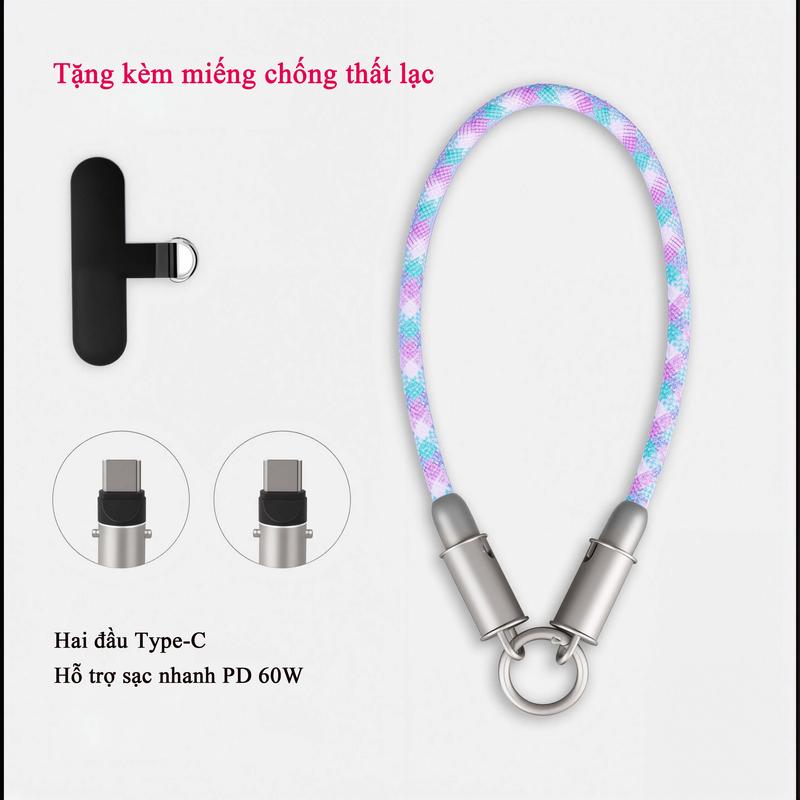Dây đeo điện thoại + Cáp sạc 2in1 | Sạc nhanh, chống rơi | Tương thích iPhone Android 2