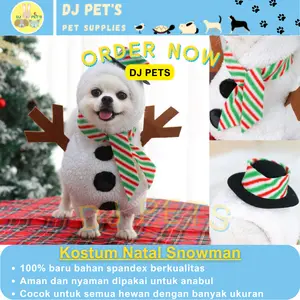 Baju natal anjing dan kucing baju hewan edisi natal model kostum snowman