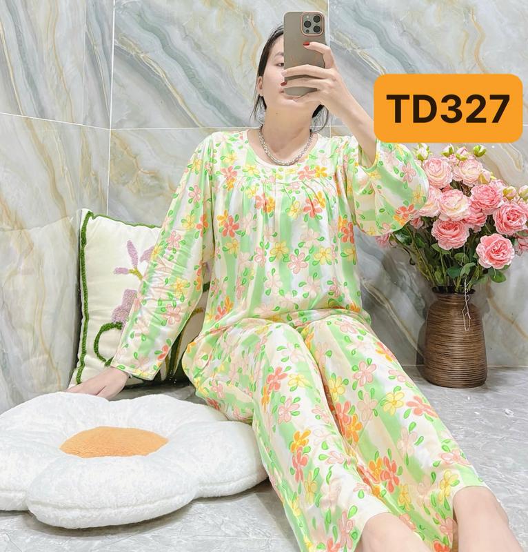  Đồ bộ tole bộ lanh 2 nút mặc nhà tay dài quần dài cổ đính 2 nút F21 VNXK 
