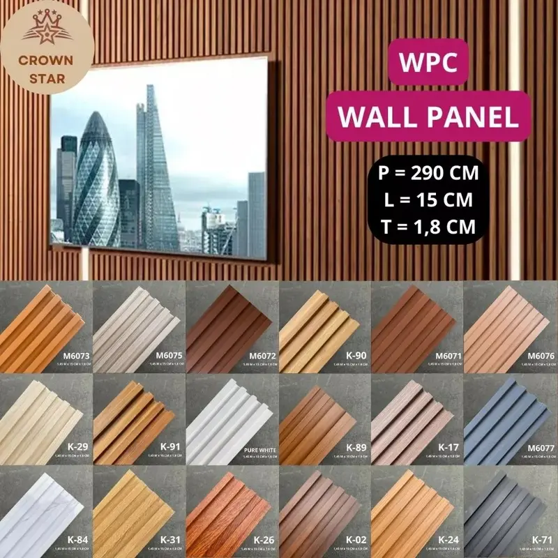 Crown Star - WPC Wall Panel 3 Meter x 15 cm x 18 mm Premium Wood Panel Dinding Plafon WPC Outdoor 0